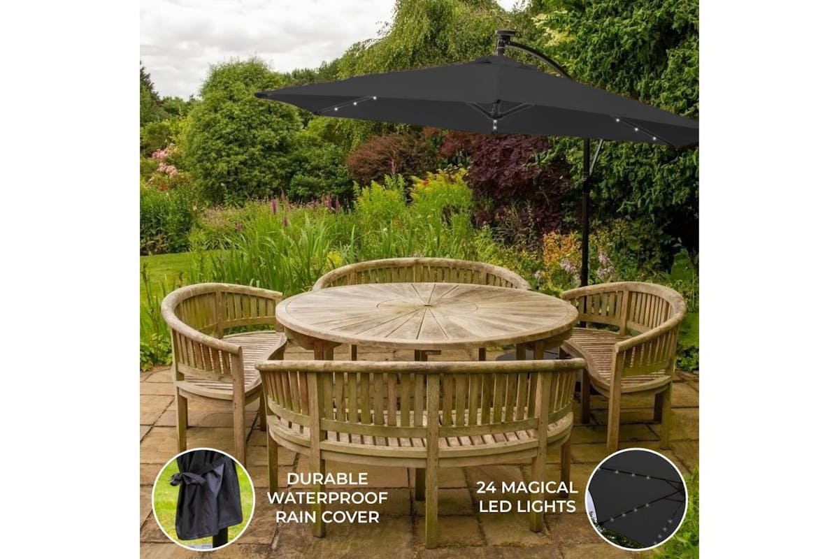 Monstershop LED Cantilever Parasol | Grey-3