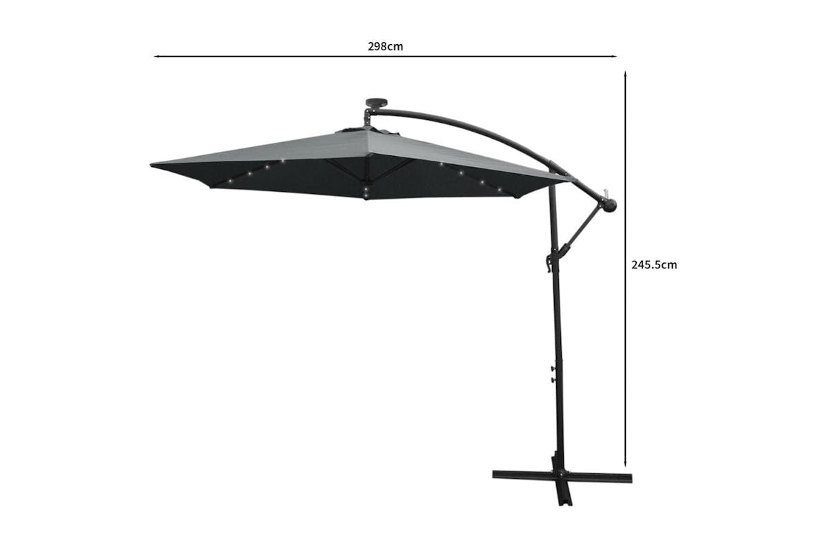 Monstershop LED Cantilever Parasol | Grey-8