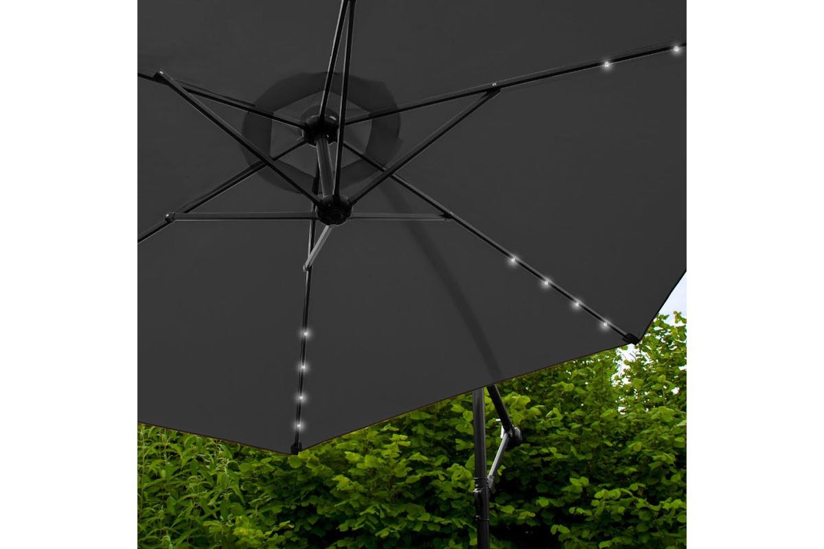 Monstershop LED Cantilever Parasol with Fan Base | Grey-7