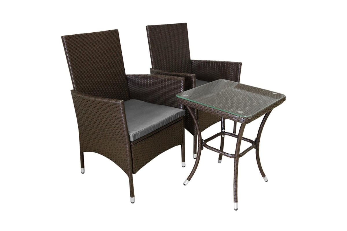 Monstershop Bistro Rattan Garden Furniture  Set | Brown /Gery-4