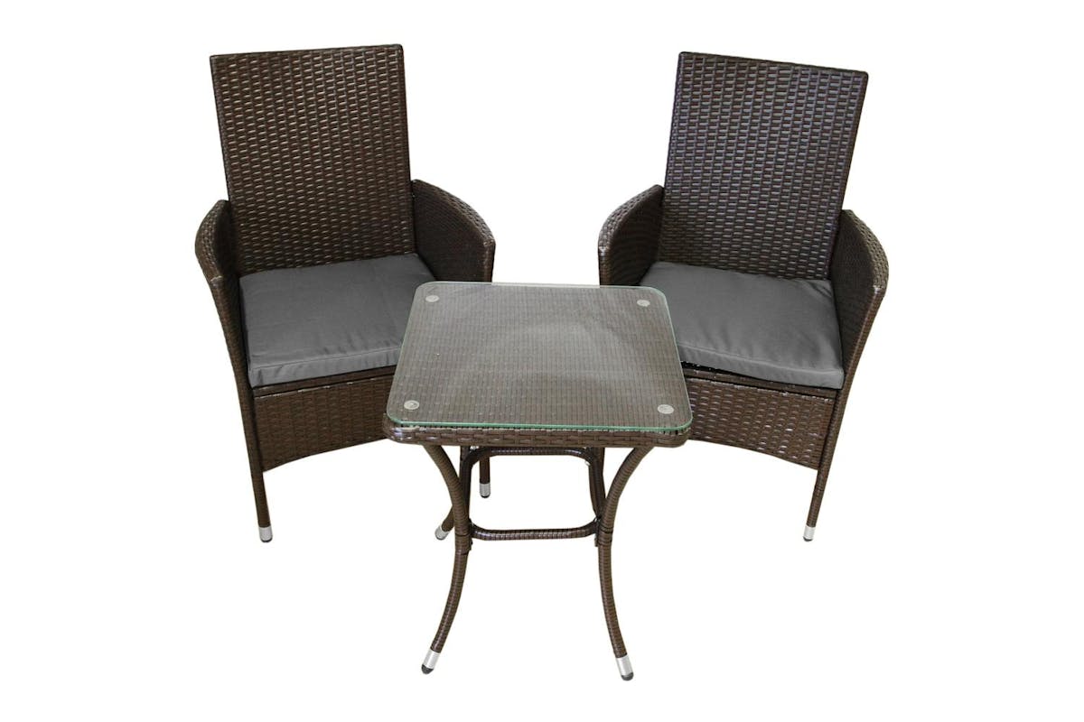 Monstershop Bistro Rattan Garden Furniture  Set | Brown /Gery-5