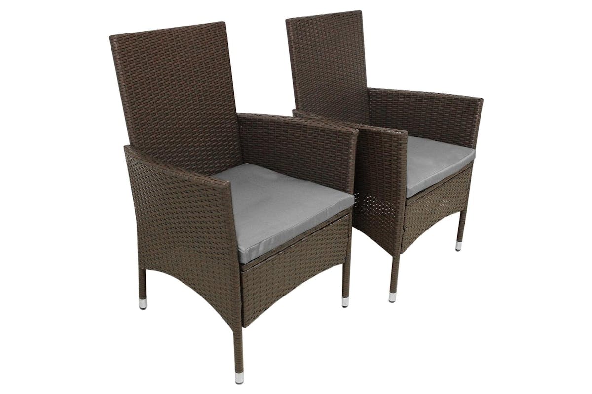 Monstershop Bistro Rattan Garden Furniture  Set | Brown /Gery-8