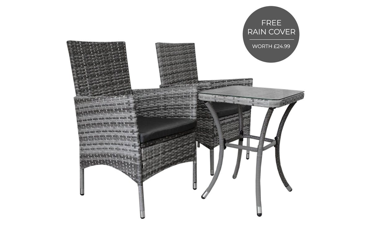 Monstershop Rattan Bistro Garden Furniture Set | Grey-3
