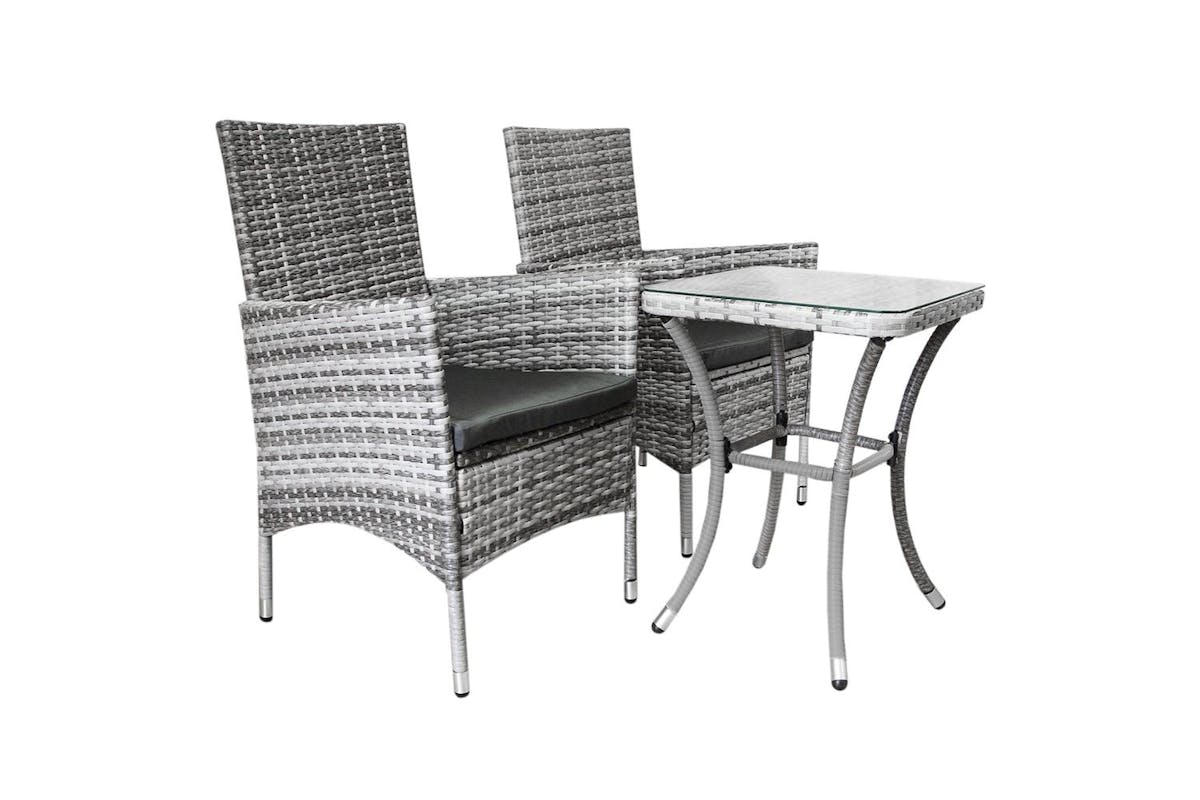 Monstershop Rattan Bistro Garden Furniture Set | Light Grey-4