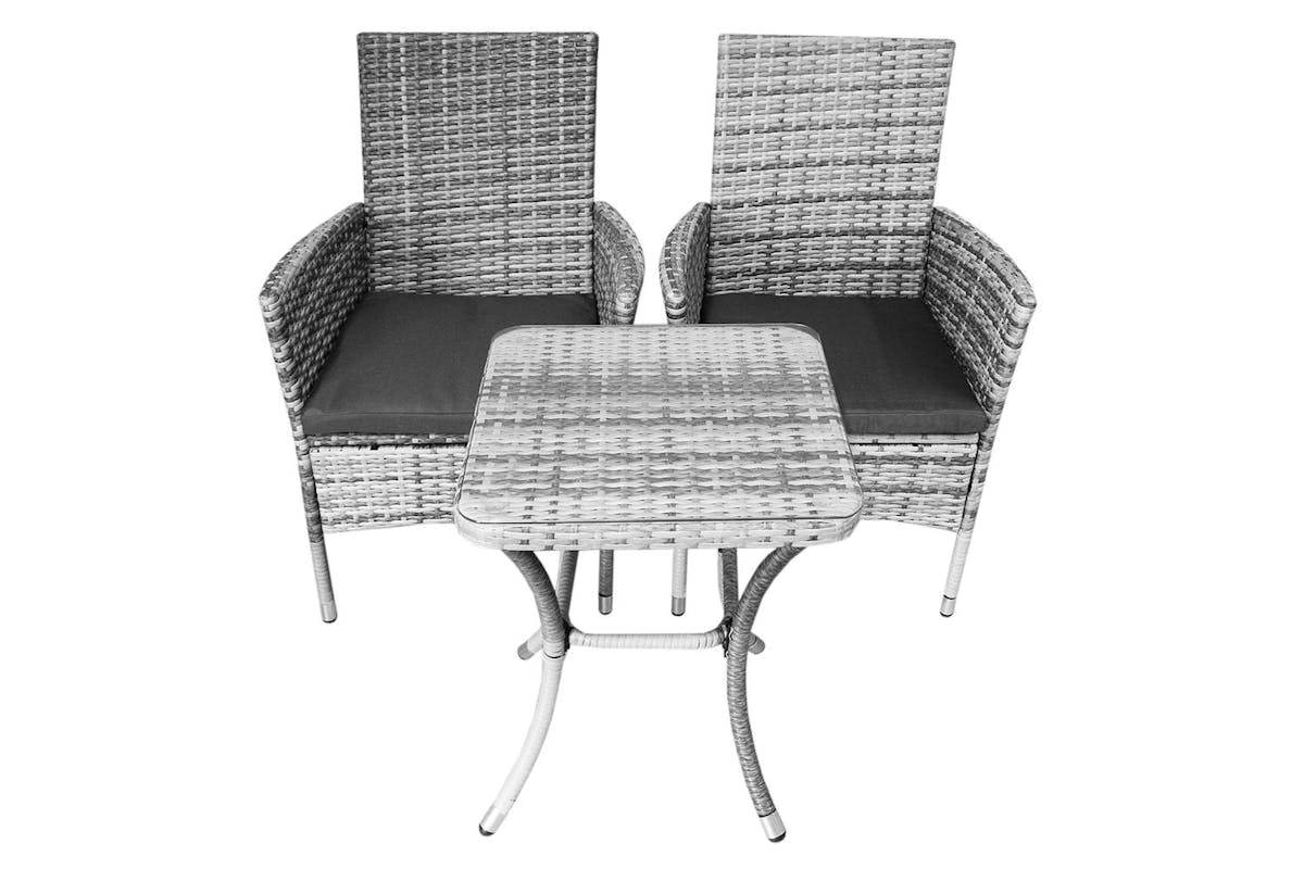 Monstershop Rattan Bistro Garden Furniture Set | Light Grey-5