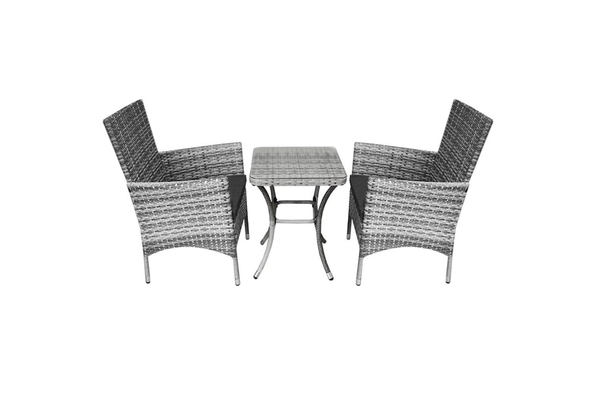 Monstershop Rattan Bistro Garden Furniture Set | Light Grey-6