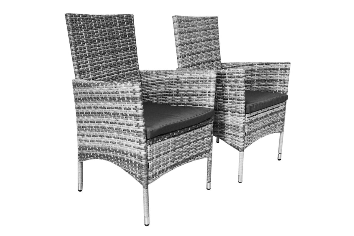 Monstershop Rattan Bistro Garden Furniture Set | Light Grey-8