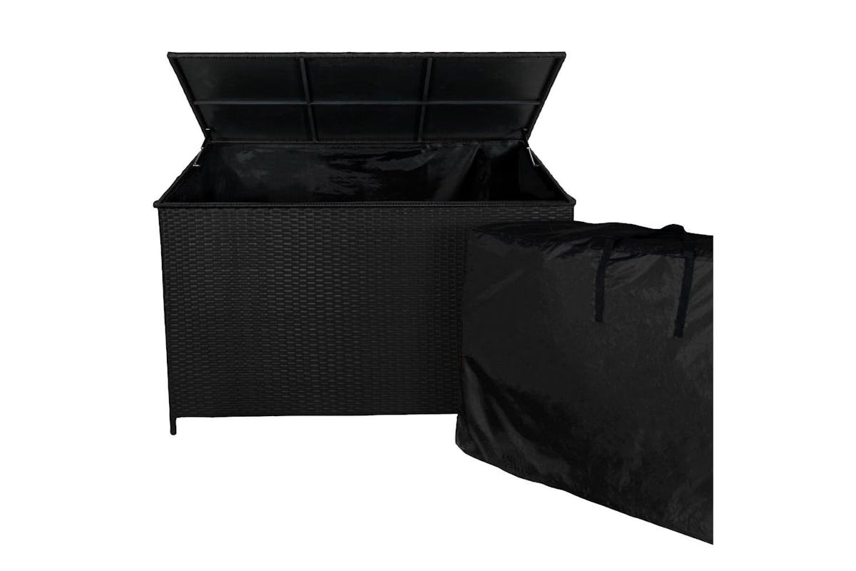 Monstershop Rattan Corner Sofa Set & Cushion Storage Box | Black/Grey-5