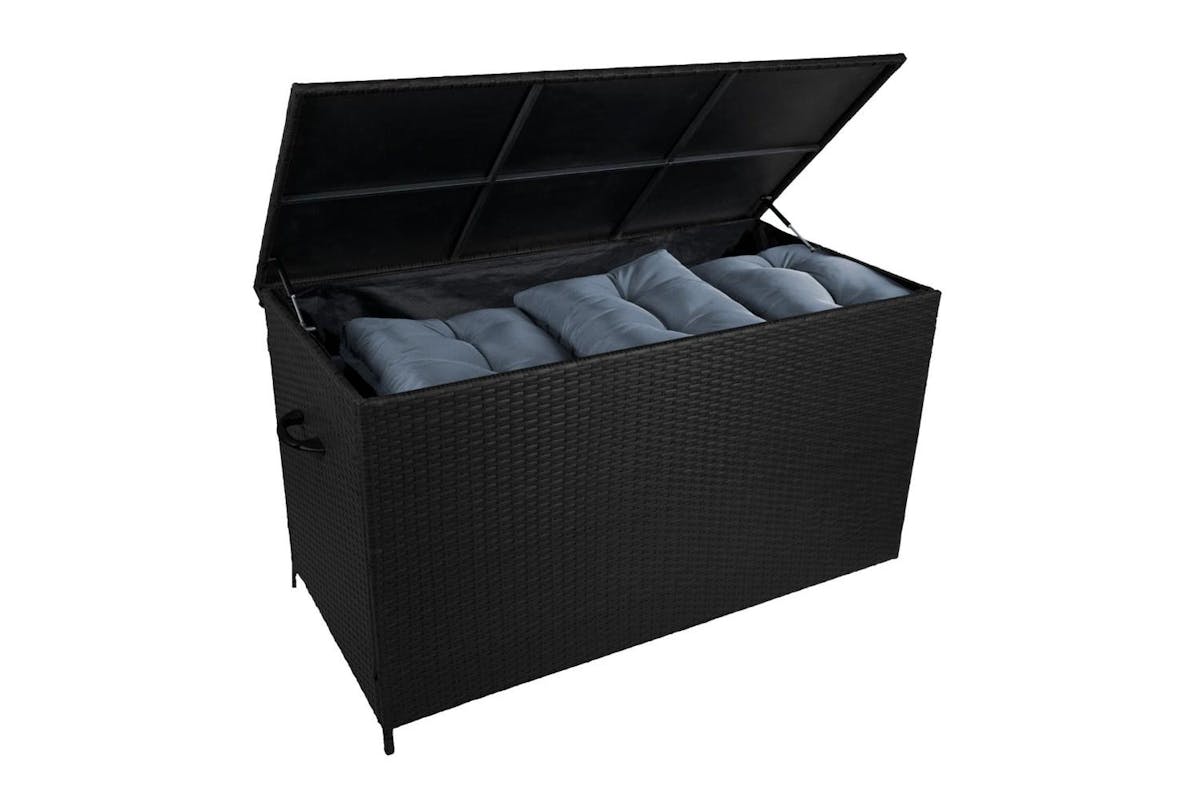 Monstershop Rattan Corner Sofa Set & Cushion Storage Box | Black/Grey-9
