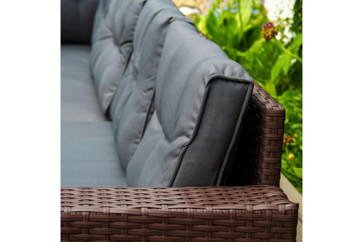 Monstershop Rattan Corner Sofa Set & Cushion Storage Box | Brown/Grey-5