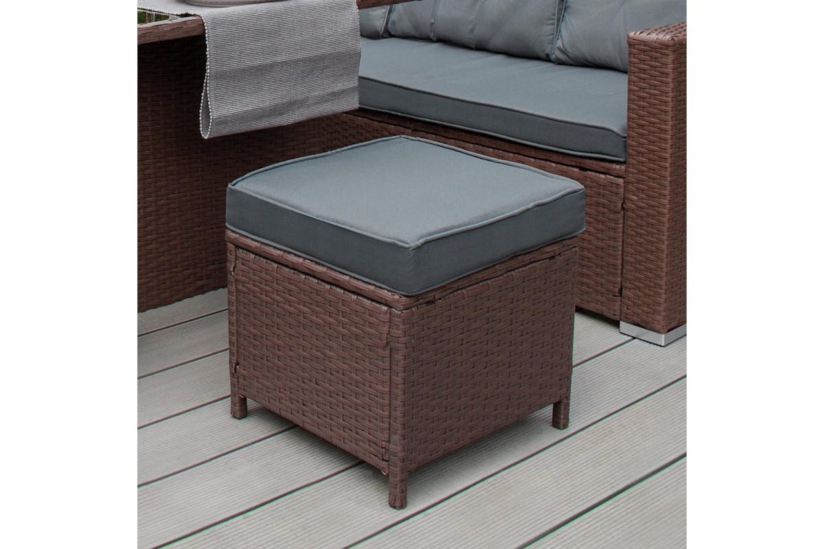 Monstershop Rattan Corner Sofa Set & Cushion Storage Box | Brown/Grey-6