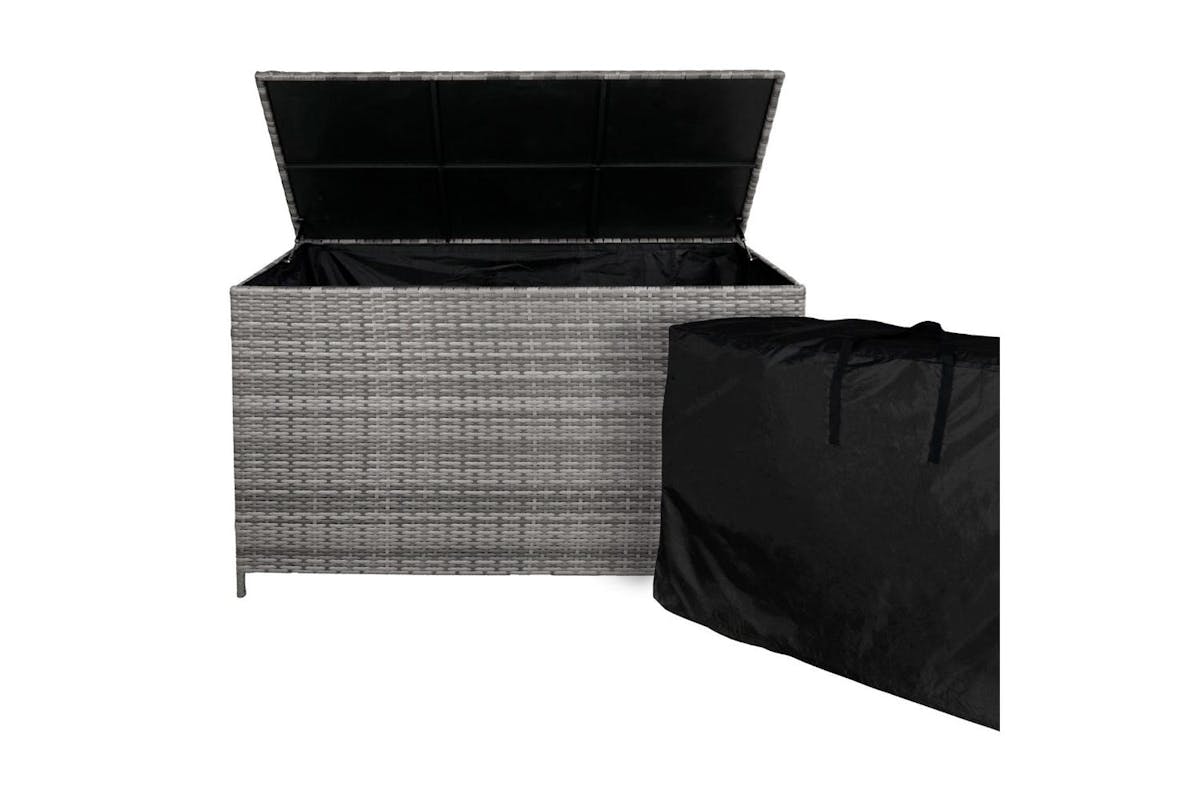 Monstershop Rattan Corner Sofa Set & Cushion Storage Box | Grey-3