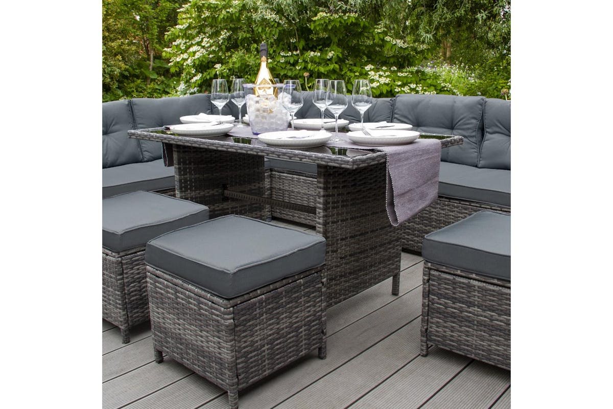 Monstershop Rattan Corner Sofa Set & Cushion Storage Box | Grey-4