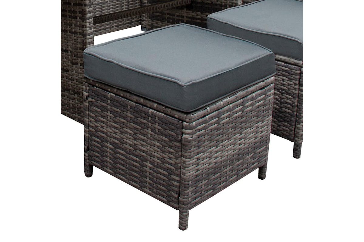 Monstershop Rattan Corner Sofa Set & Cushion Storage Box | Grey-6