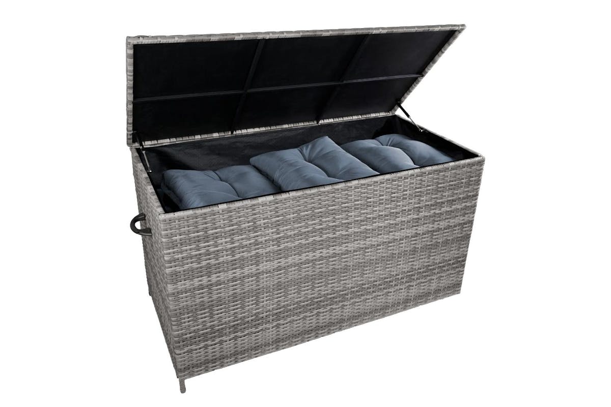 Monstershop Rattan Corner Sofa Set & Cushion Storage Box | Grey-7