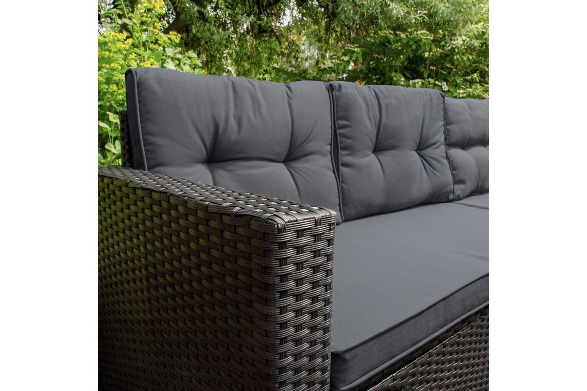 Monstershop Rattan Corner Sofa Set | Black/Grey-4