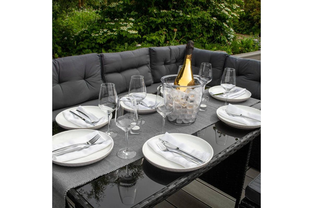 Monstershop Rattan Corner Sofa Set | Black/Grey-5