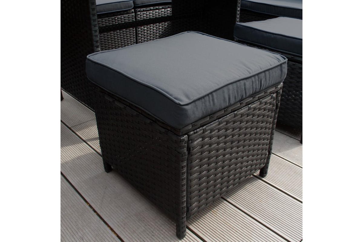Monstershop Rattan Corner Sofa Set | Black/Grey-6