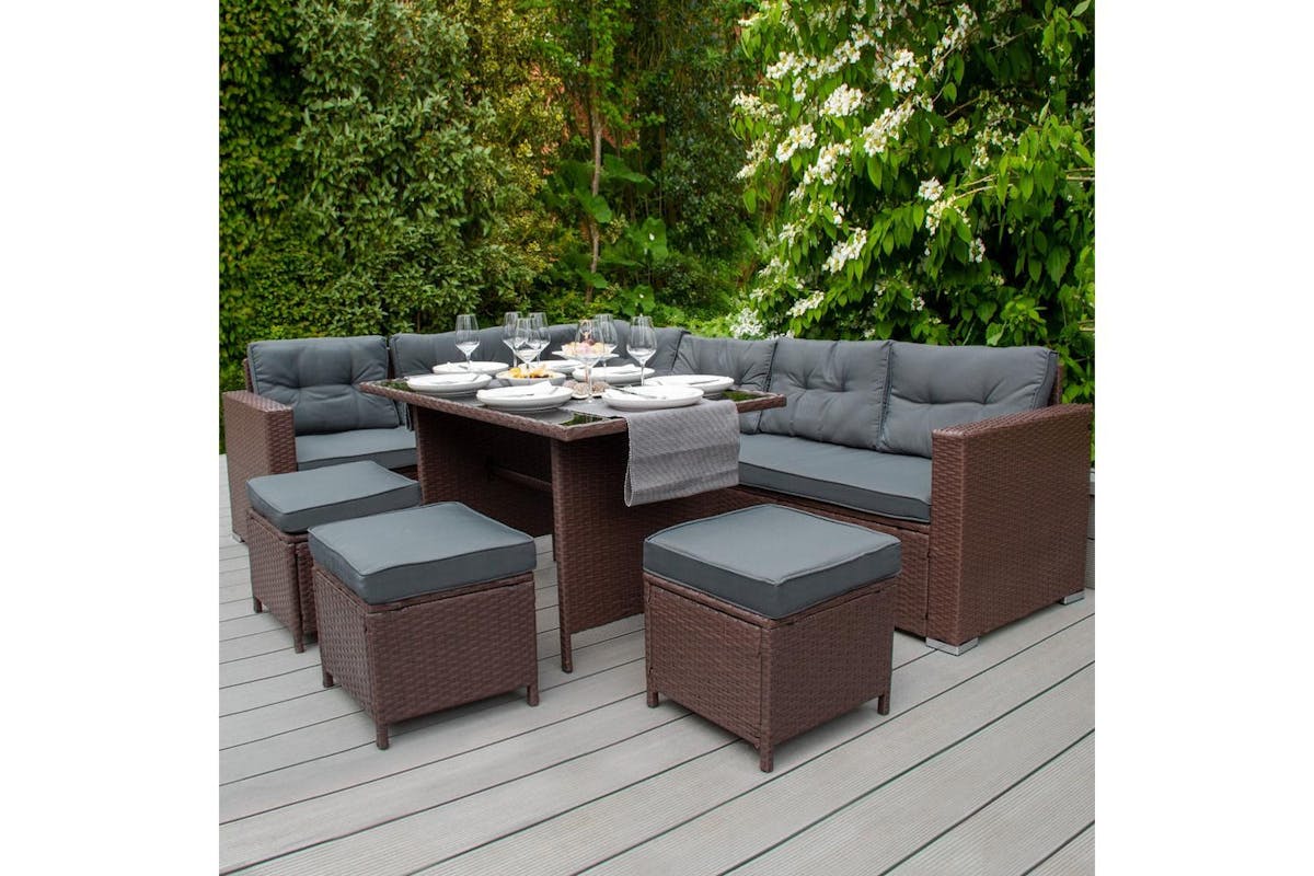 Monstershoprattan Furniture Corner Sofa Set | Brown/Grey-2