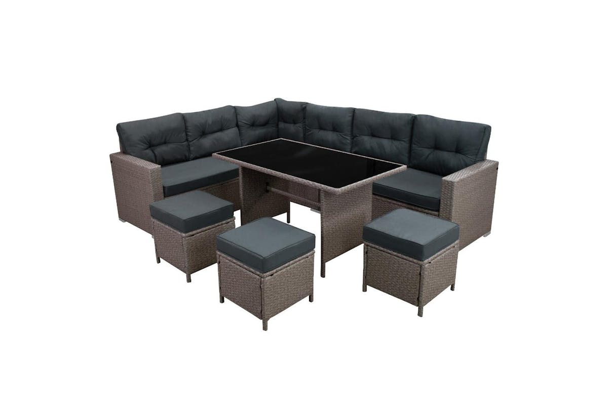 Monstershop Rattan Corner Sofa Set | Light Grey