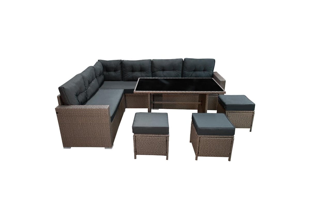 Monstershop Rattan Corner Sofa Set | Light Grey-3