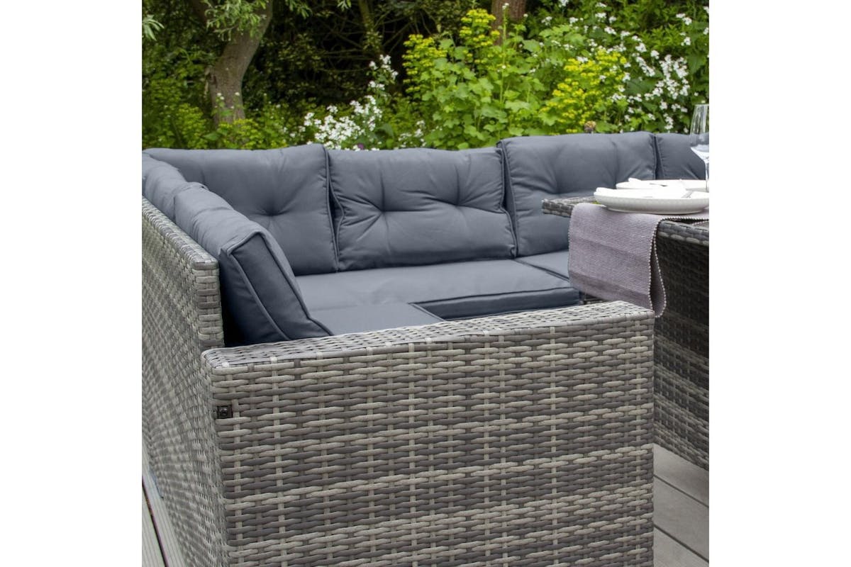 Monstershop Rattan Furniture Corner Sofa Set | Grey-3