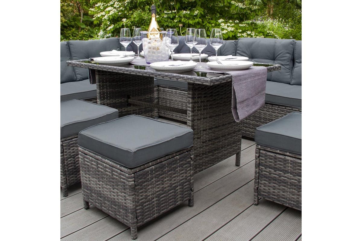 Monstershop Rattan Furniture Corner Sofa Set | Grey-4
