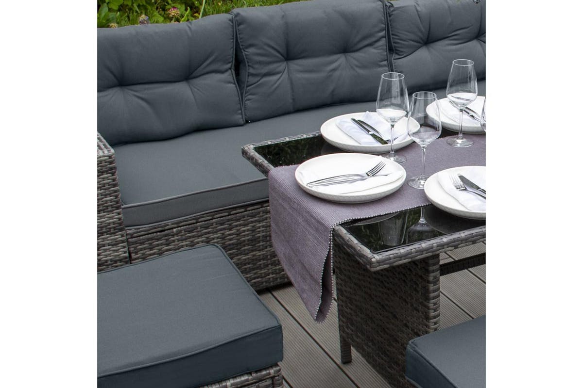 Monstershop Rattan Furniture Corner Sofa Set | Grey-5