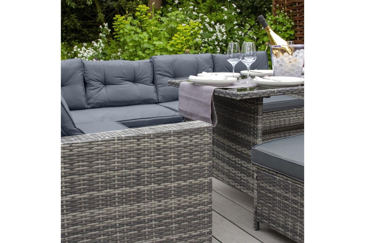 Monstershop Rattan Furniture Corner Sofa Set | Grey-7
