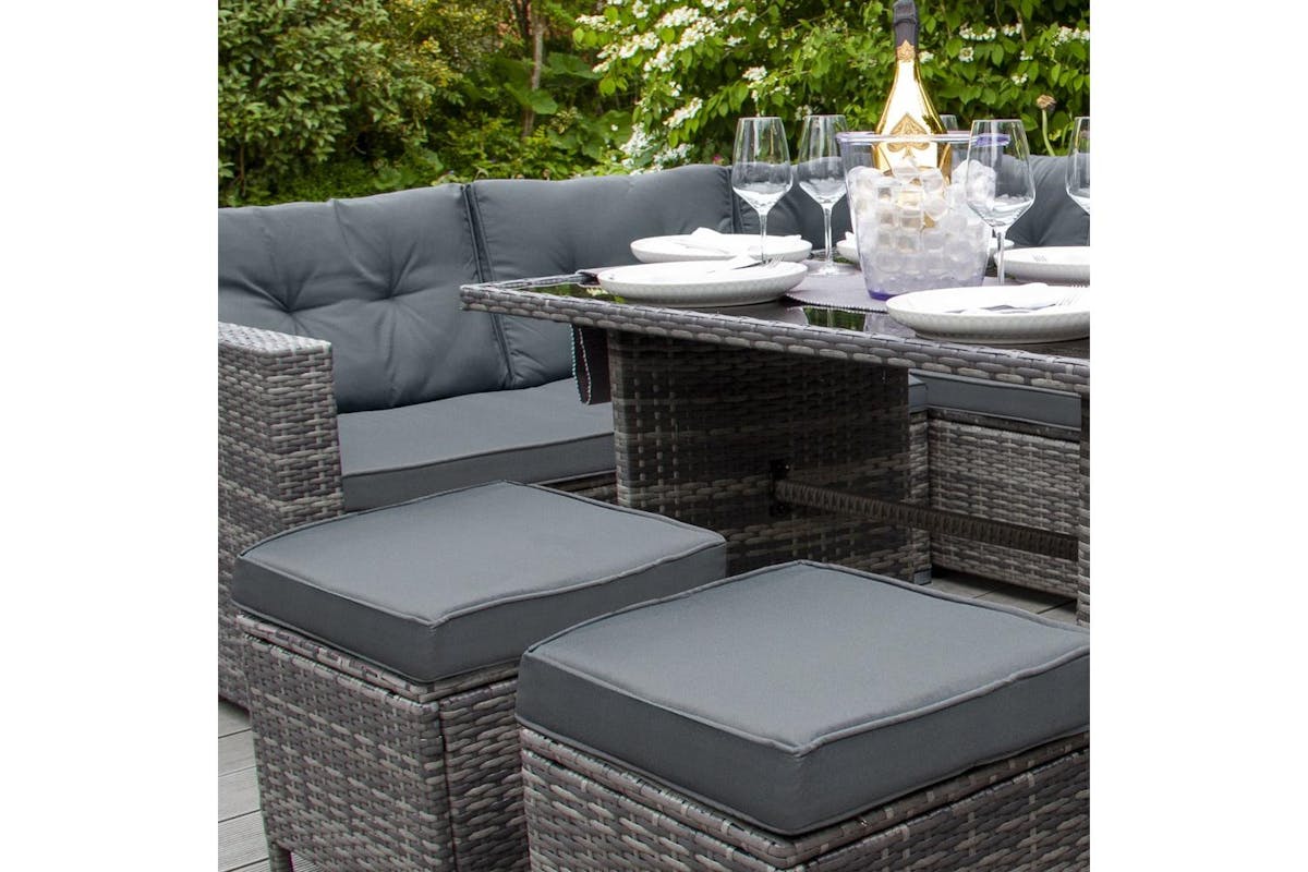 Monstershop Rattan Furniture Corner Sofa Set | Grey-9