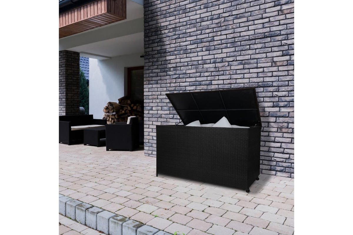Monstershop Rattan Cushion Storage Box | Black-2