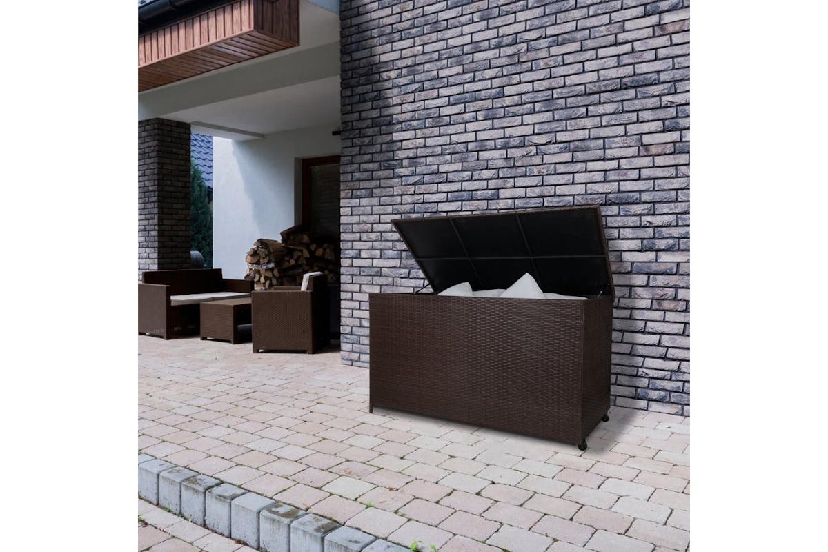 Monstershop Rattan Cushion Storage Box | Brown-2