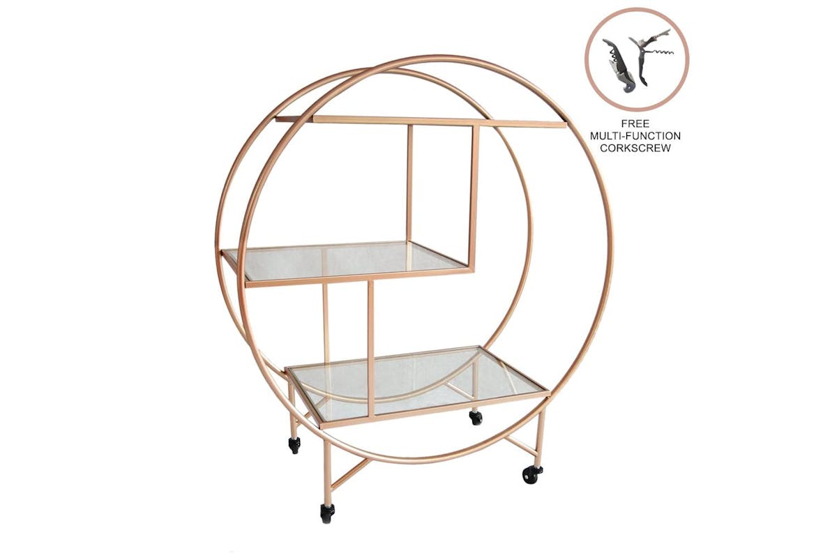 Monstershop Drinks Trolley Bar Cart | Rose Gold | Large-3