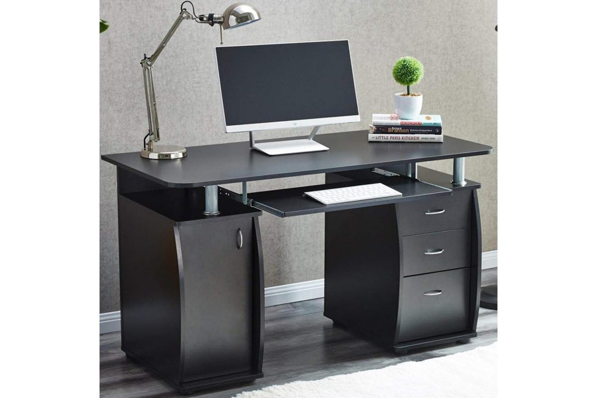 Raygar Deluxe Computer Desk & Cabinet 3 Drawers | Black-2