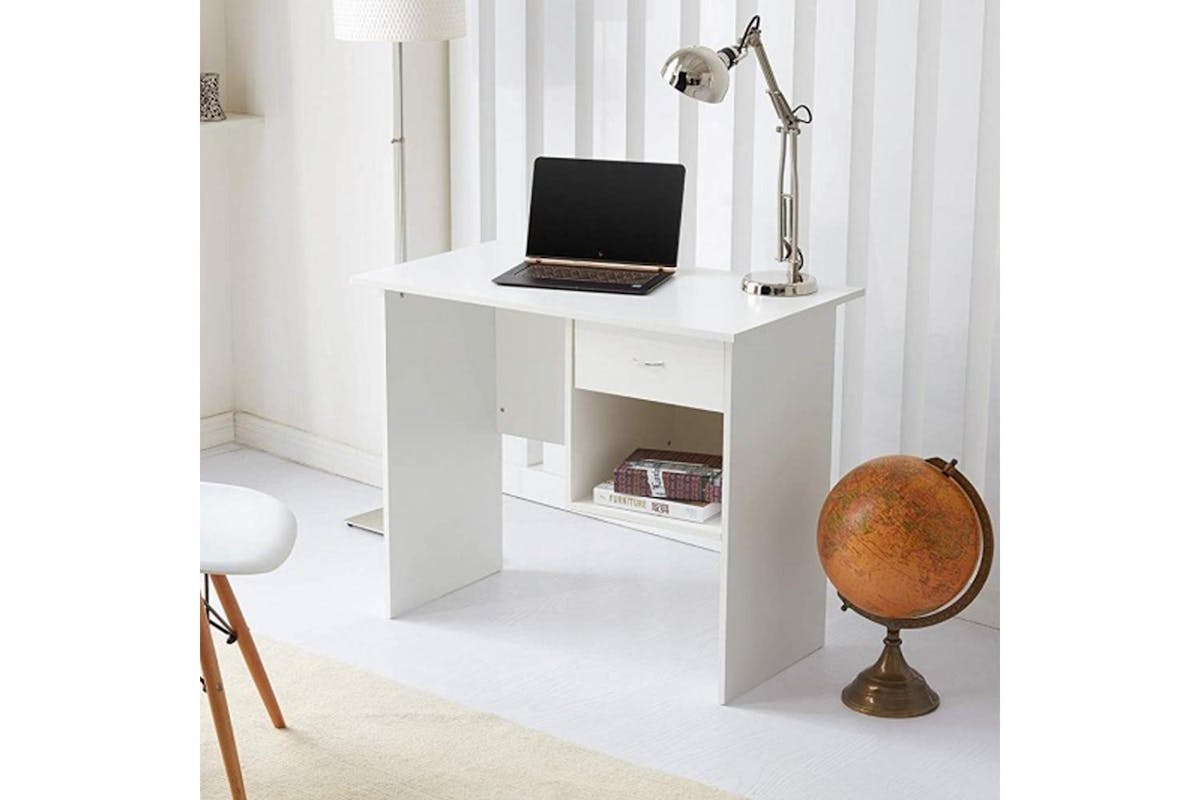 Raygar Computer Desk | Drawer | White-2