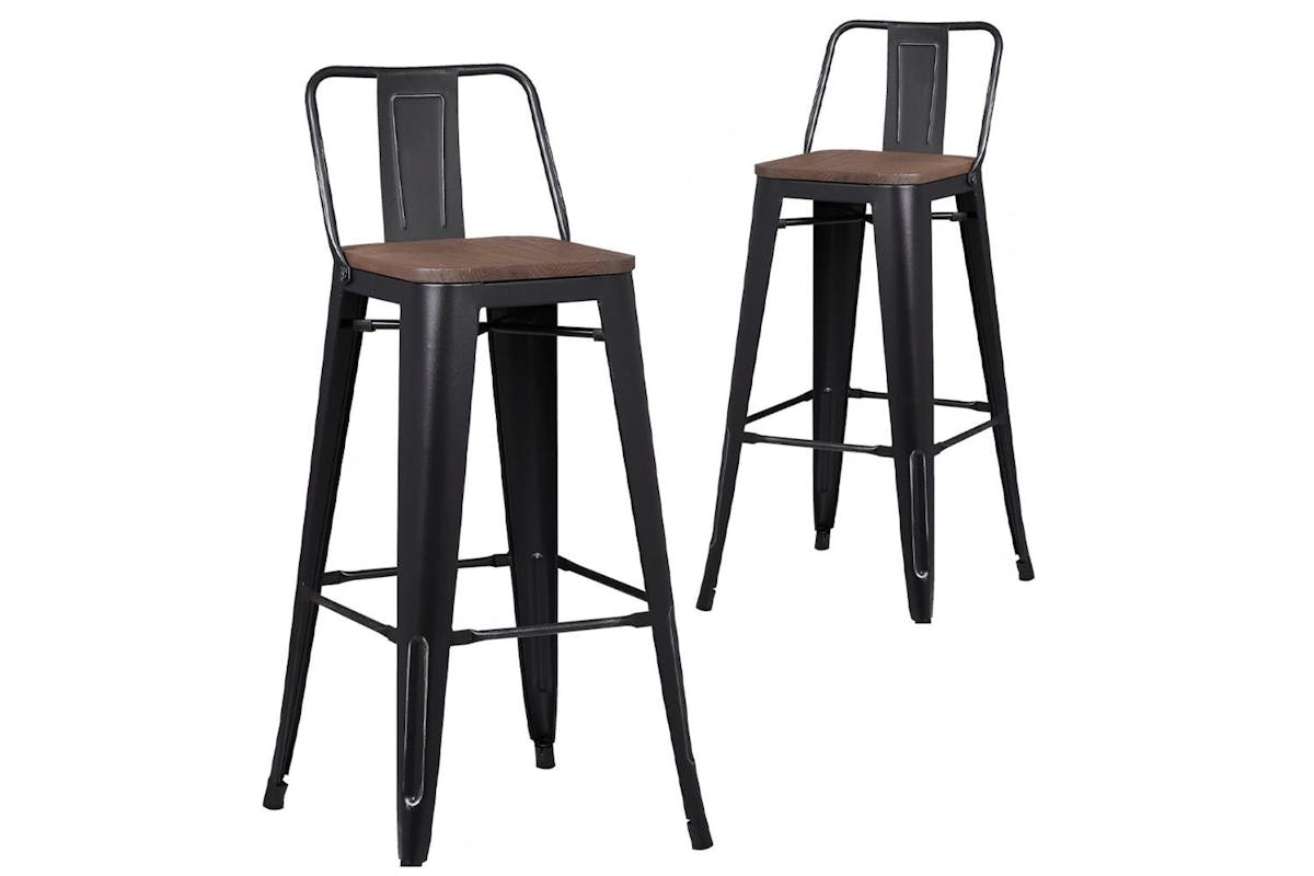 Pollux Bar Stool | Matte Black | Set of 2-5