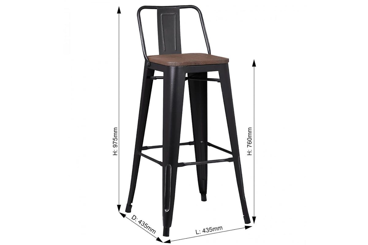 Pollux Bar Stool | Matte Black | Set of 2-2