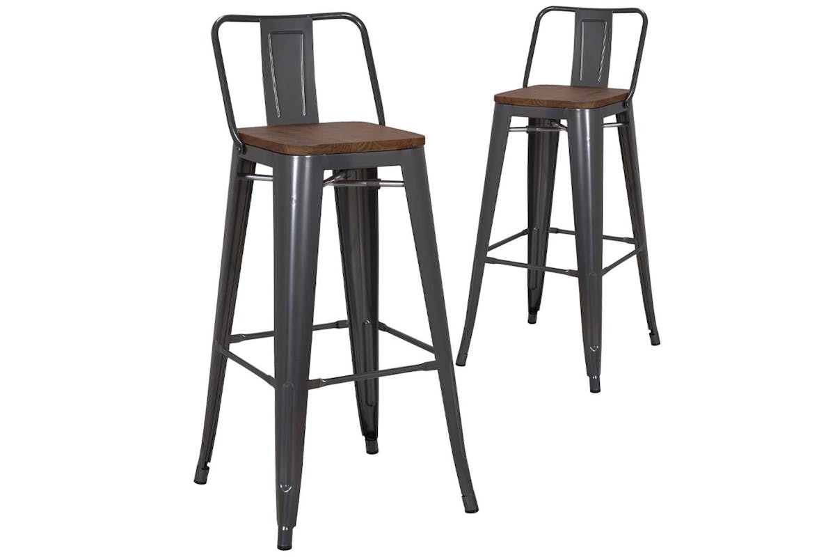 Pollux Bar Stool | Metallic Grey | Set of 2-6