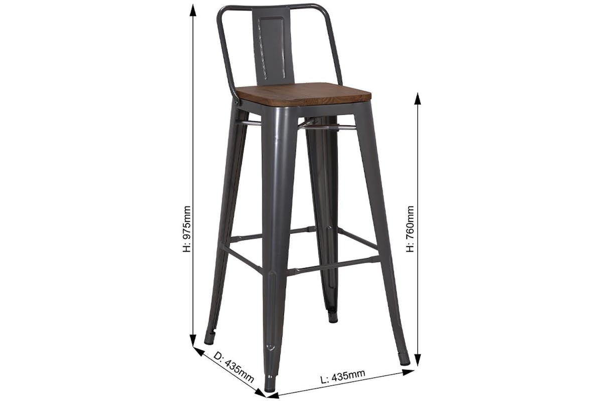 Pollux Bar Stool | Metallic Grey | Set of 2-5