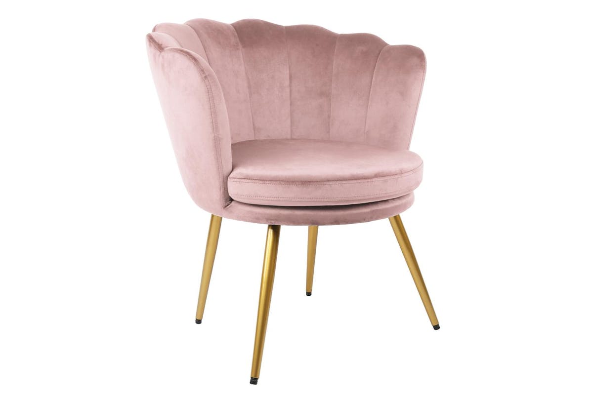 Genesis Flora Accent Chair | Petal Back Scallop | Velvet | Silver Pink-4