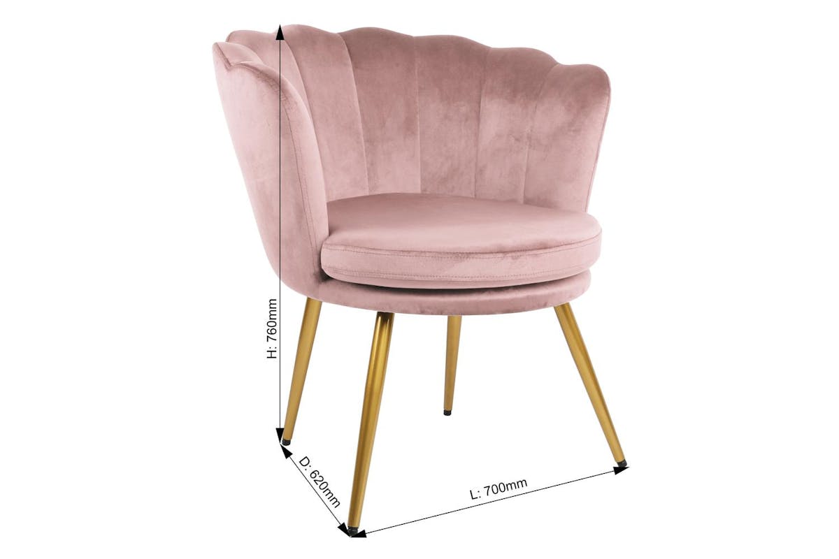 Genesis Flora Accent Chair | Petal Back Scallop | Velvet | Silver Pink-6