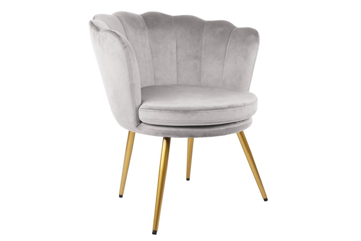 Genesis Flora Accent Chair | Petal Back Scallop | Velvet | Silver Grey-4