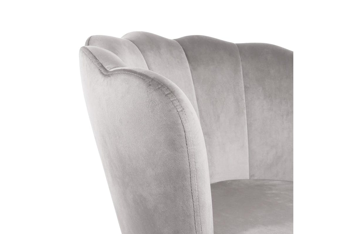 Genesis Flora Accent Chair | Petal Back Scallop | Velvet | Silver Grey-5