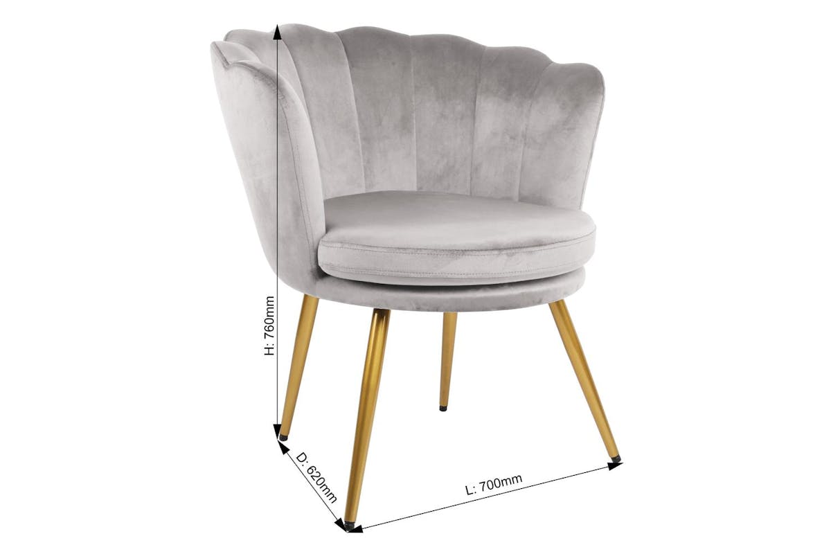 Genesis Flora Accent Chair | Petal Back Scallop | Velvet | Silver Grey-6