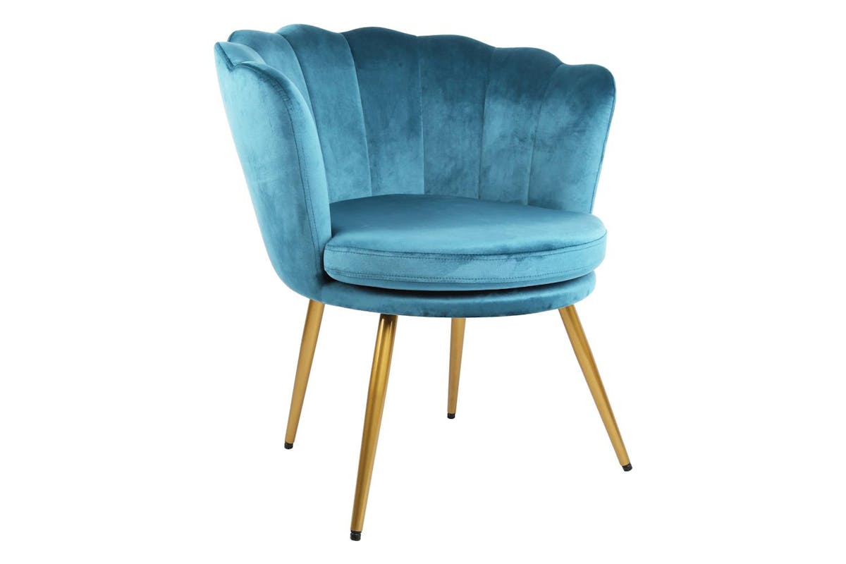 Genesis Flora Accent Chair | Petal Back Scallop | Velvet | Teal-2