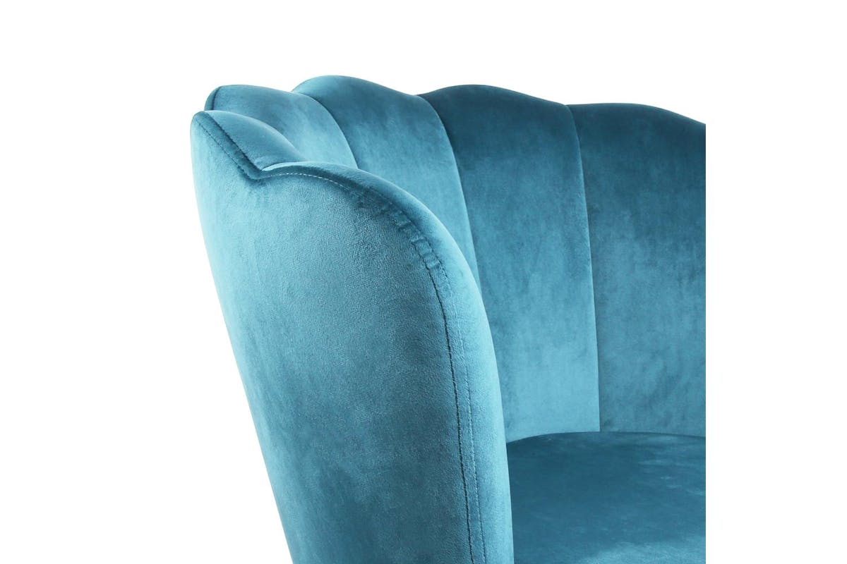 Genesis Flora Accent Chair | Petal Back Scallop | Velvet | Teal-5