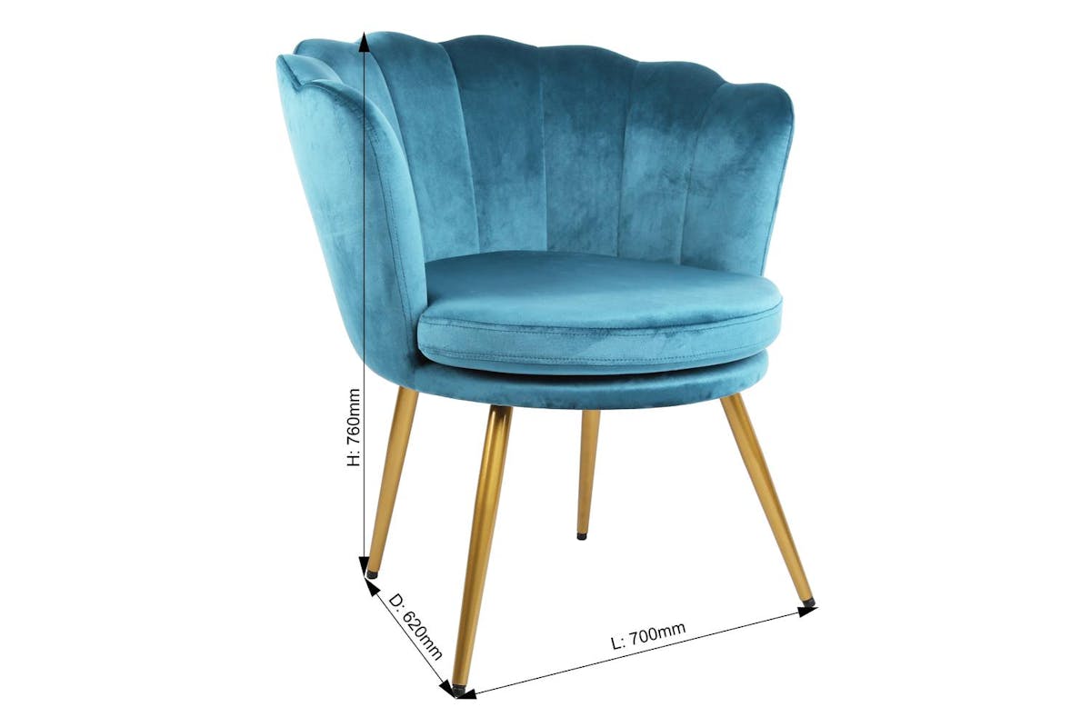 Genesis Flora Accent Chair | Petal Back Scallop | Velvet | Teal-6