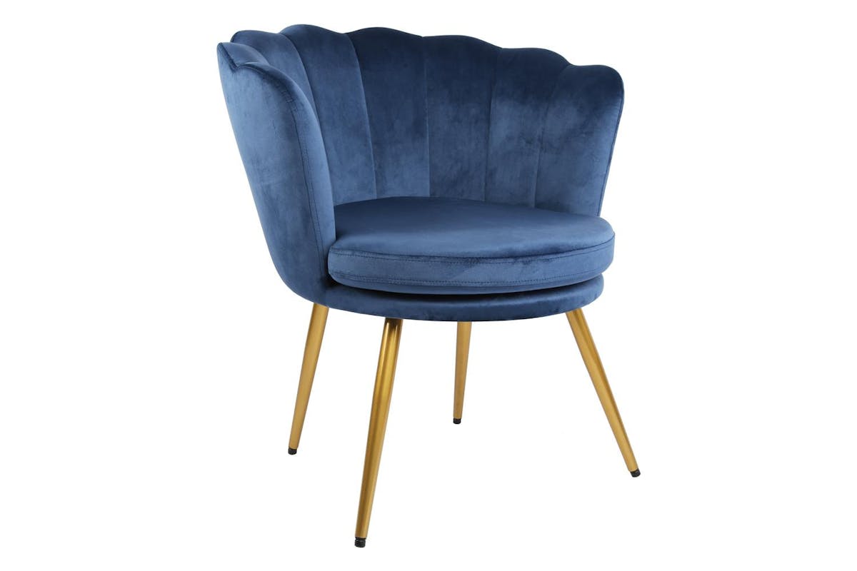 Genesis Flora Accent Chair | Petal Back Scallop | Velvet | Navy-4