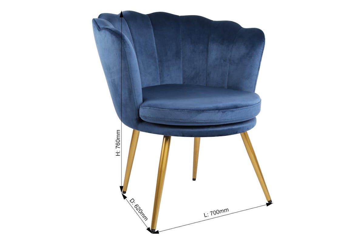 Genesis Flora Accent Chair | Petal Back Scallop | Velvet | Navy-6