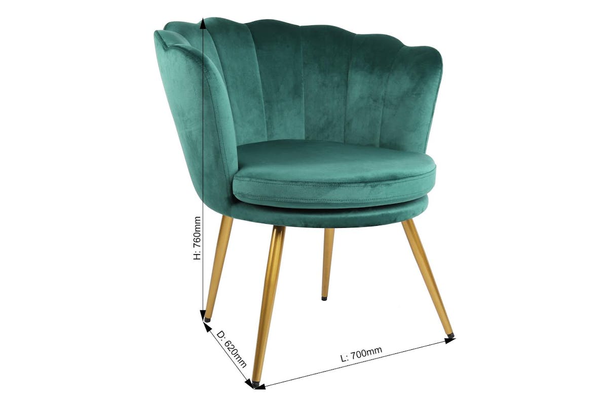 Genesis Flora Accent Chair | Petal Back Scallop | Velvet | Green-6